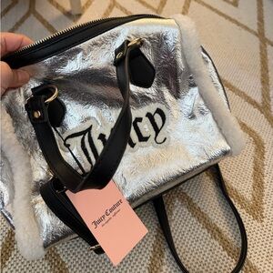 Juicy Couture Metallic Silver and Black Backpack